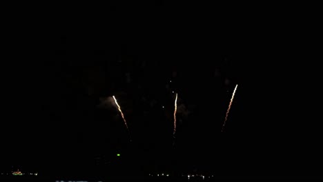 cameras lined at a beachfront to film the pyrotechnic display during a fireworks festival