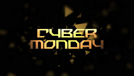 cyber monday text with fly triangle shapes 1