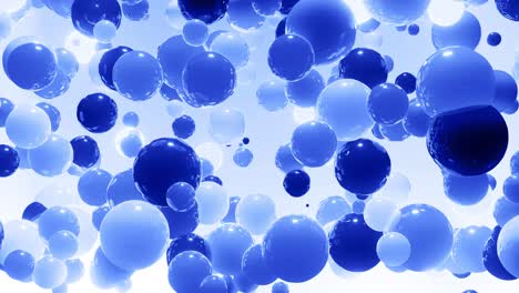 abstract 4k background of spheres in shades of blue. balls like leds hang in air and light up and go out. bright stylish background