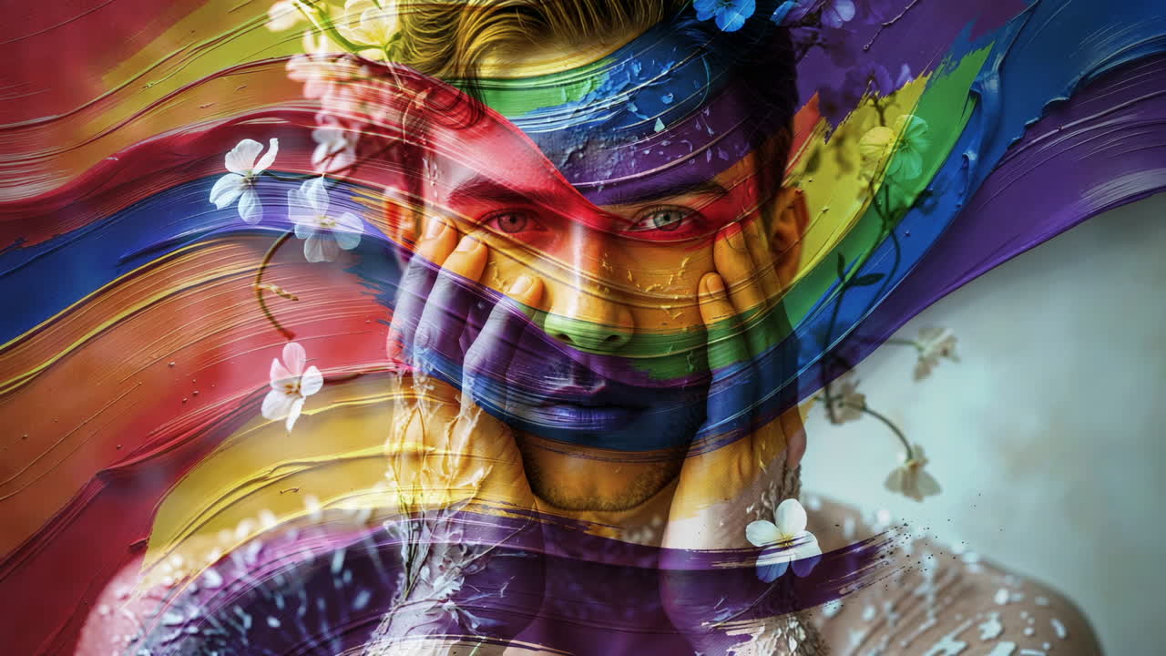 Vibrant Rainbow Portrait: A Celebration of Identity and Pride