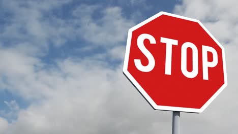 Animation-of--round-road-sign-with-the-sky-in-the-background