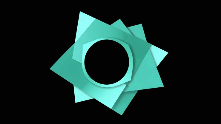 Abstract Motion Graphic of Rotating Teal Geometric Shapes