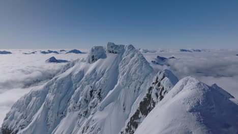 majestic snowy mountain in the wild reaches of nature with mountains and valleys in the background