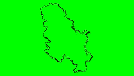 serbia drawing outline map on green screen isolated whiteboard