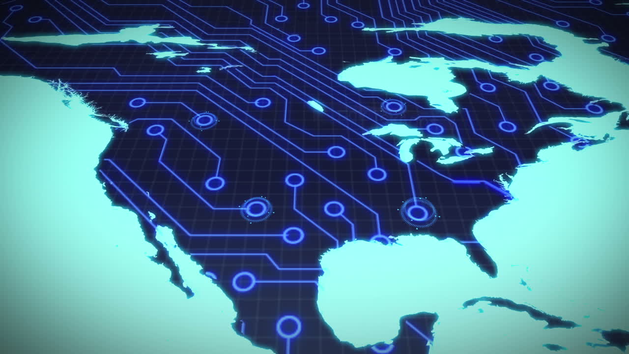 Circuit board usa on blue background