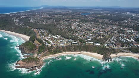 Port-Macquarie-Town-And-Bay-In-New-South-Wales,-Australia---aerial-panoramic