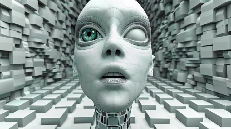 manichini a testa di robot femminile