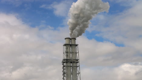 Billowing-Smokestacks-Of-RWE-Power-Plant-Station-In-Eemshaven,-Netherlands