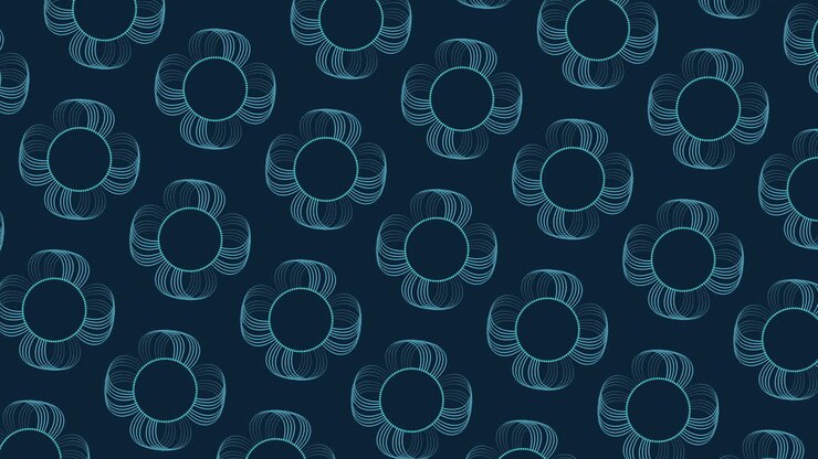 Modern and elegant blue and gold pattern with circles and lines on dark background