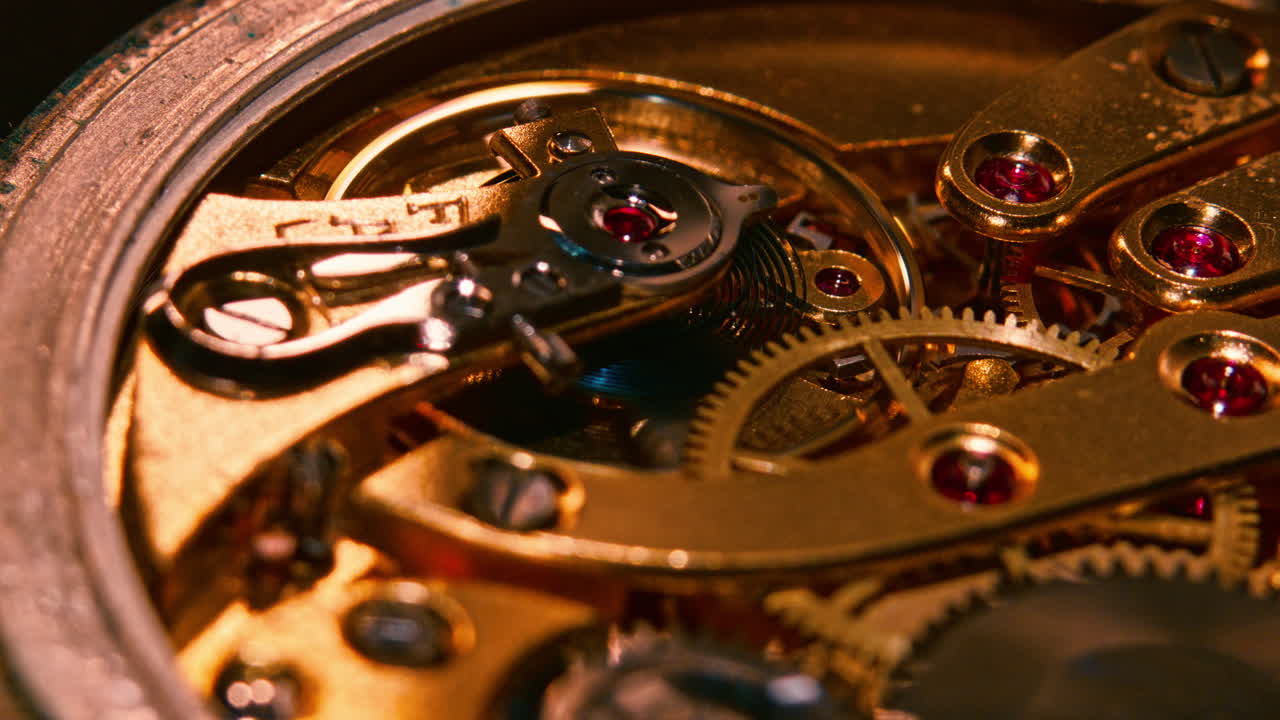 Mechanism and gears of an old pocket watch