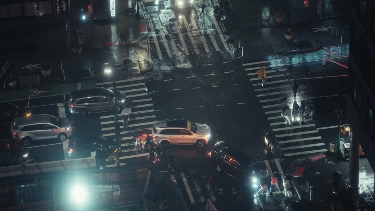 Rainy Night City Street Intersection