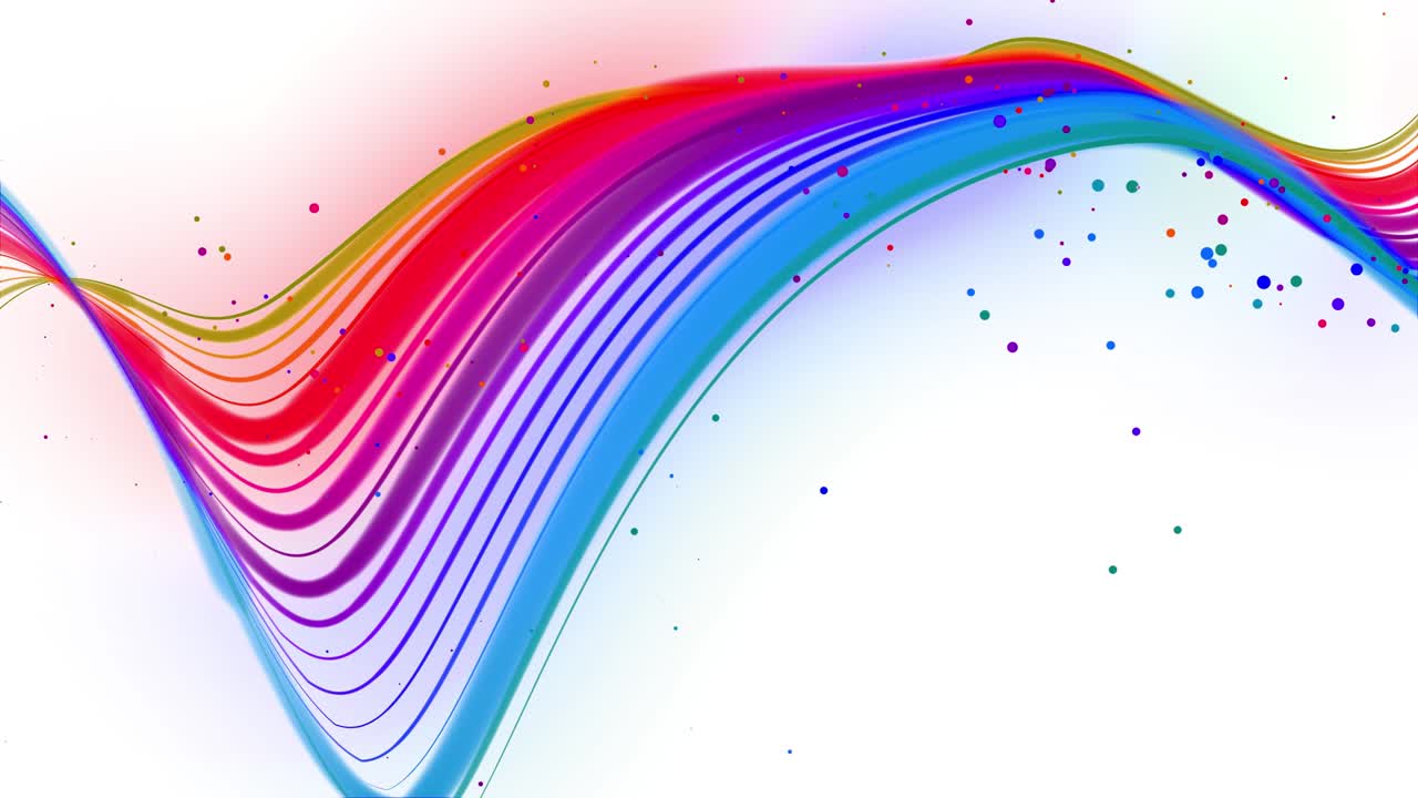 다채로운 파동선 또는 아름다운 줄무의 리본이 공중에 날아가며 색 배경에서 부드럽게 진동하고 파동합니다. 3d 추상 루프 크리에이티브 4k 배경과 루마 매트.