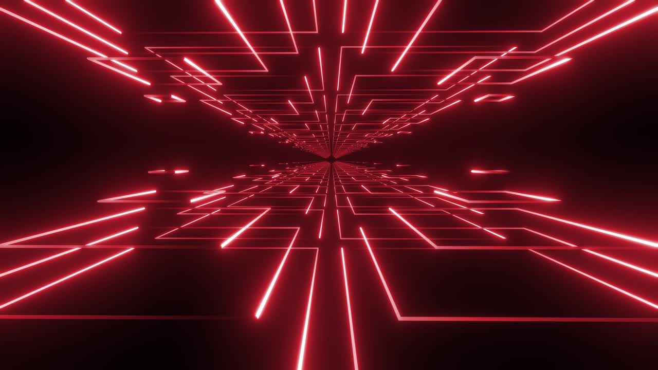 Red Neon Glowing Tunnel