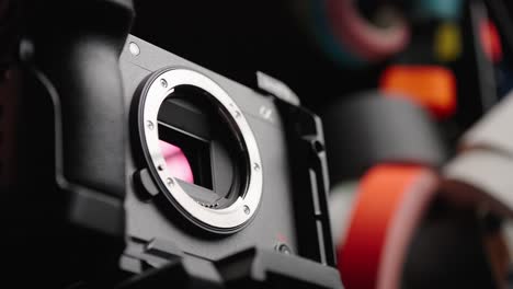close-up view of the lens cap being removed from the sony fx3