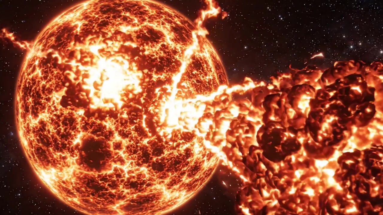En betagende udsigt til en flammende stjerne i kosmos: Fanger den intense energi og uovertrufne skønhed af himmelfænomener under den uendelige himmel