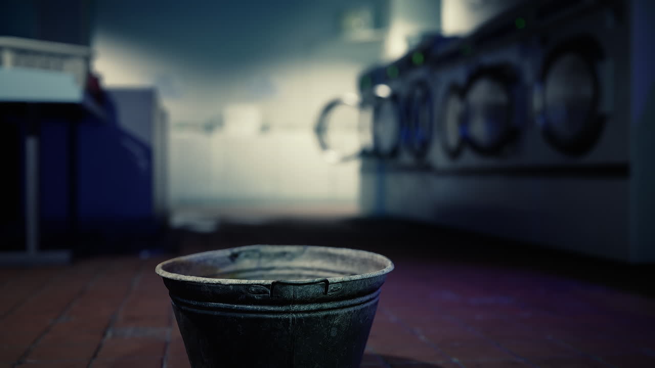 어 속에서 바닥에 앉아 있는 버