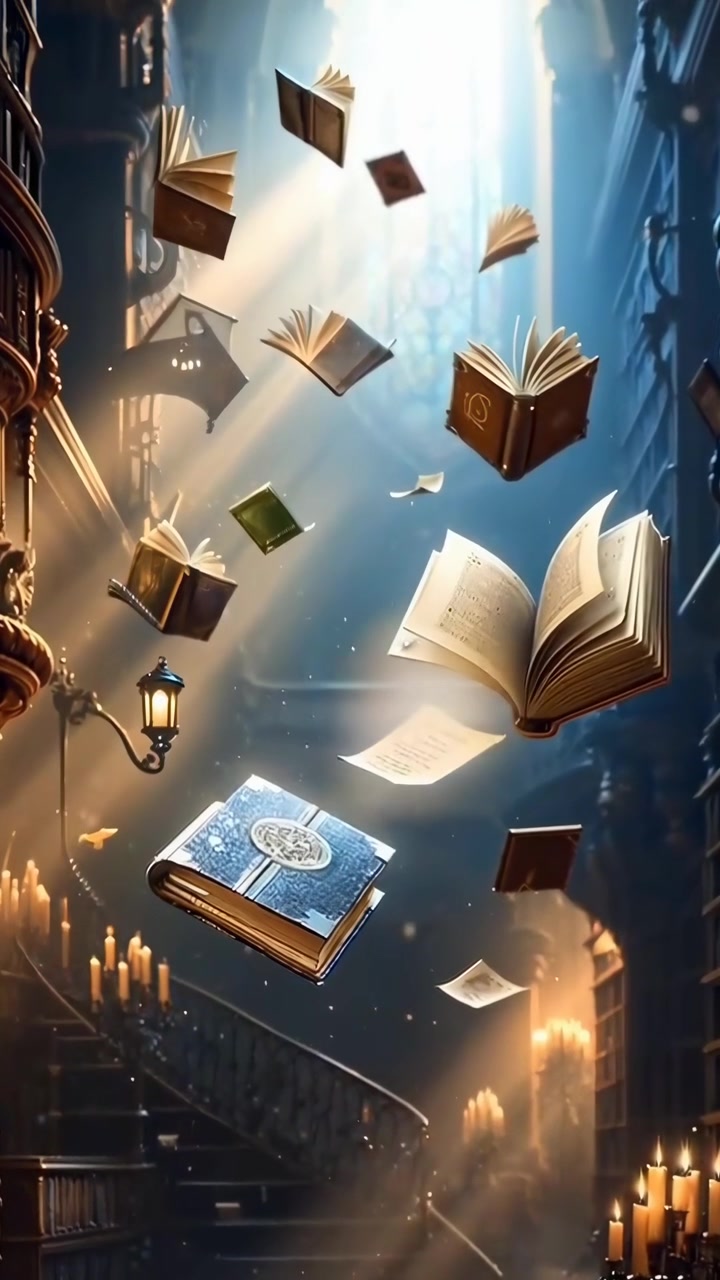 Buku-buku Ajaib Melayang di Perpustakaan Megah dan Misterius