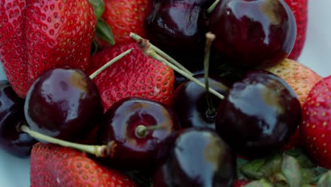 fresh sweet strawberry and cherry in the bowl