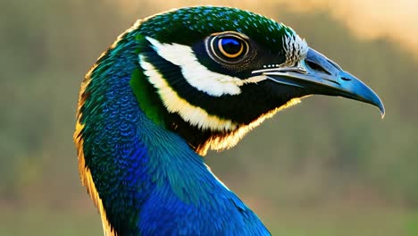 close up of a peacock's head