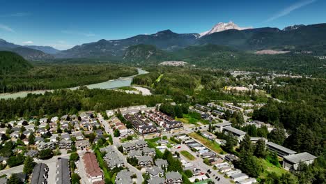 squamish town in british columbia, canada at daytime - aerial drone shot