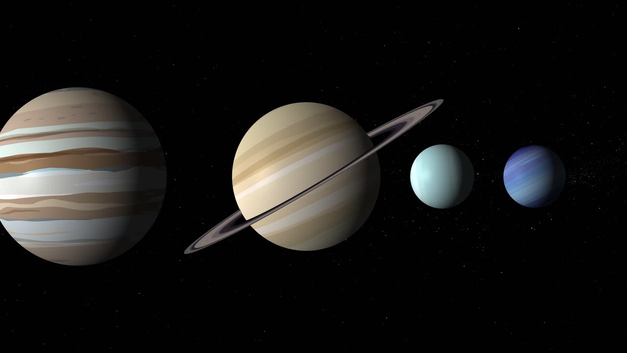 animación de planetas que se acercan hacia neptuno