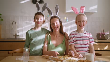 family baking easter cookies
