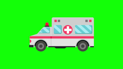 Ambulance-car-with-siren-icon,-emergency-Medical-vehicle,-loop-animation-with-alpha-channel,-green-screen.