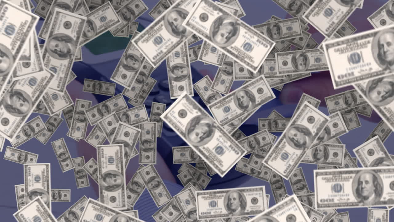 animación de dólares flotantes a través de terminales de pago