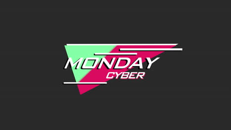 retro cyber monday text with triangle on black gradient