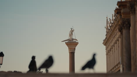 statue on a column in st. mark's square, venice