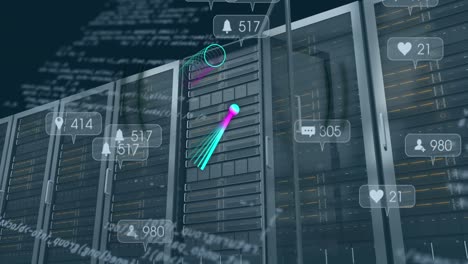 Animación-De-Iconos-Y-Procesamiento-De-Datos-Sobre-Servidores-Y-Marcadores.