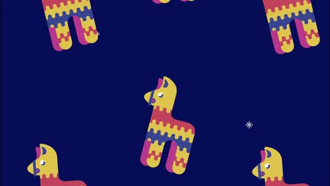 fiesta de celebración mexicana con animación de patrón de pinatas