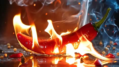 a red hot chili pepper on fire with smoke coming out of it