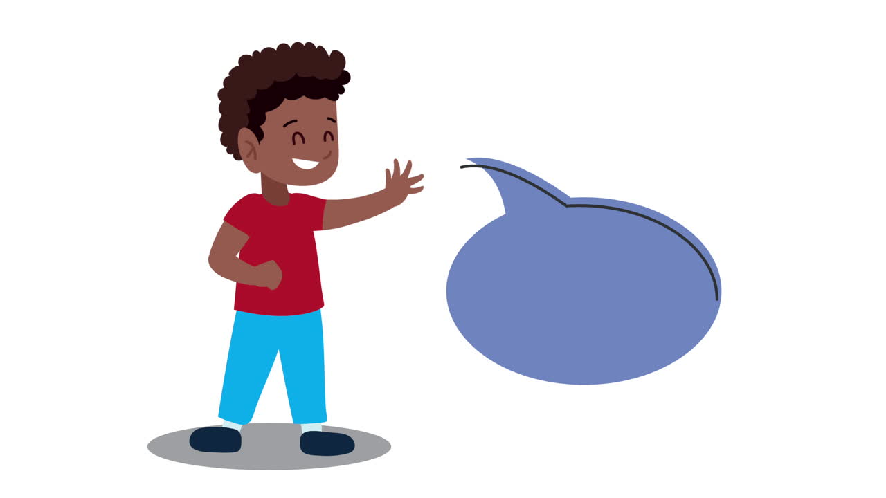 afro little boy with speech bubble animation