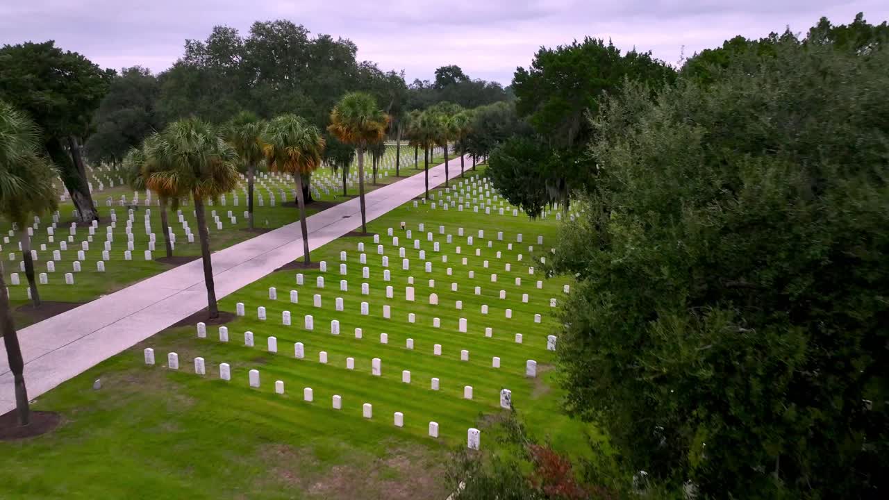 aerial high over the beaufort national cemtery