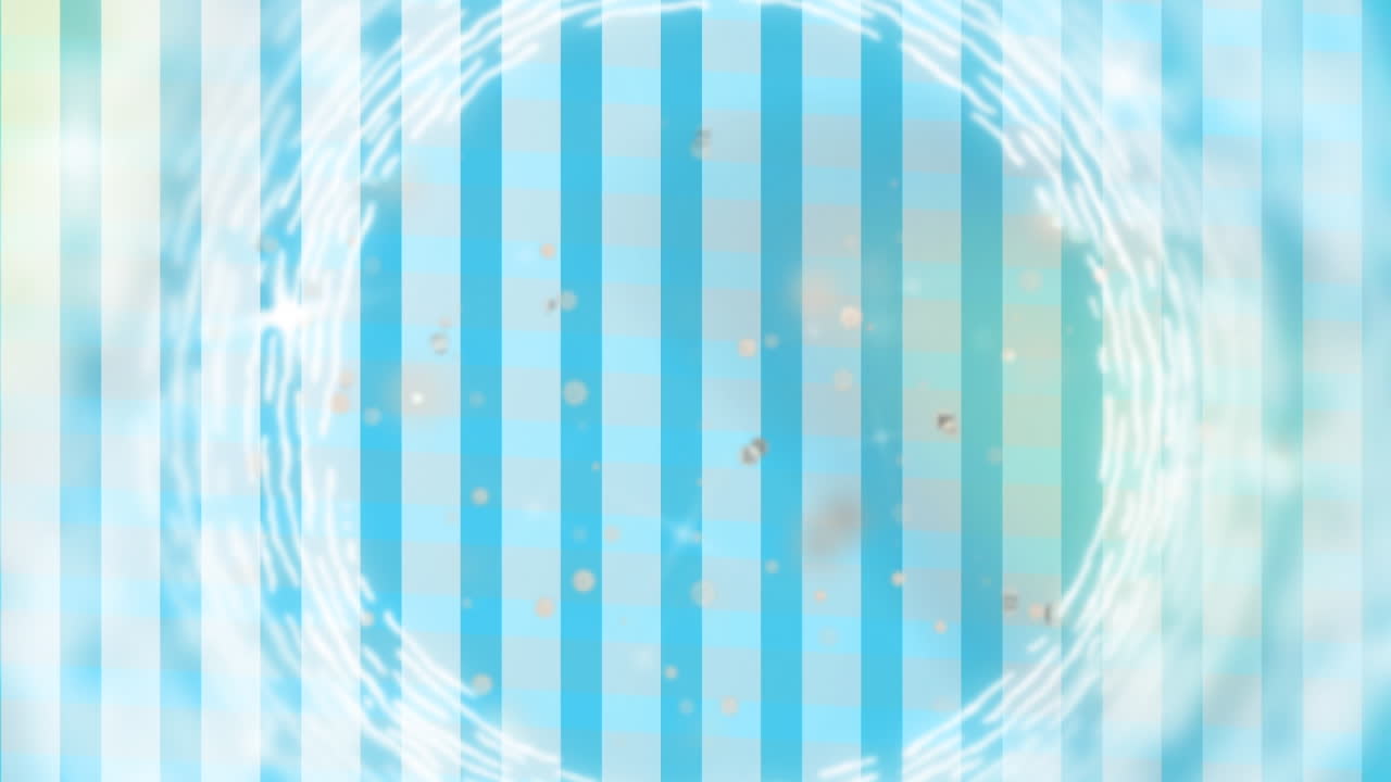 파란색 배경에 있는 원, 별 및 변화하는 선의 애니메이션