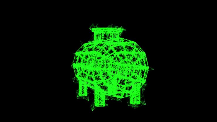 Olietank til opbevaring af brandfarlige materialer og petroleum. Wireframe low poly mesh teknologi