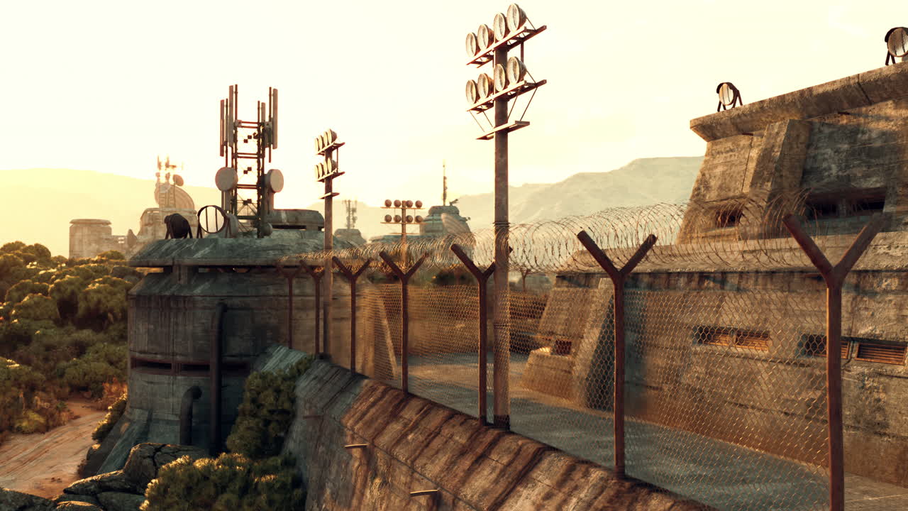 사막에 있는 미래의 군사 포스트