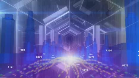 Animation-of-numbers-and-shapes-moving-in-metaverse-city