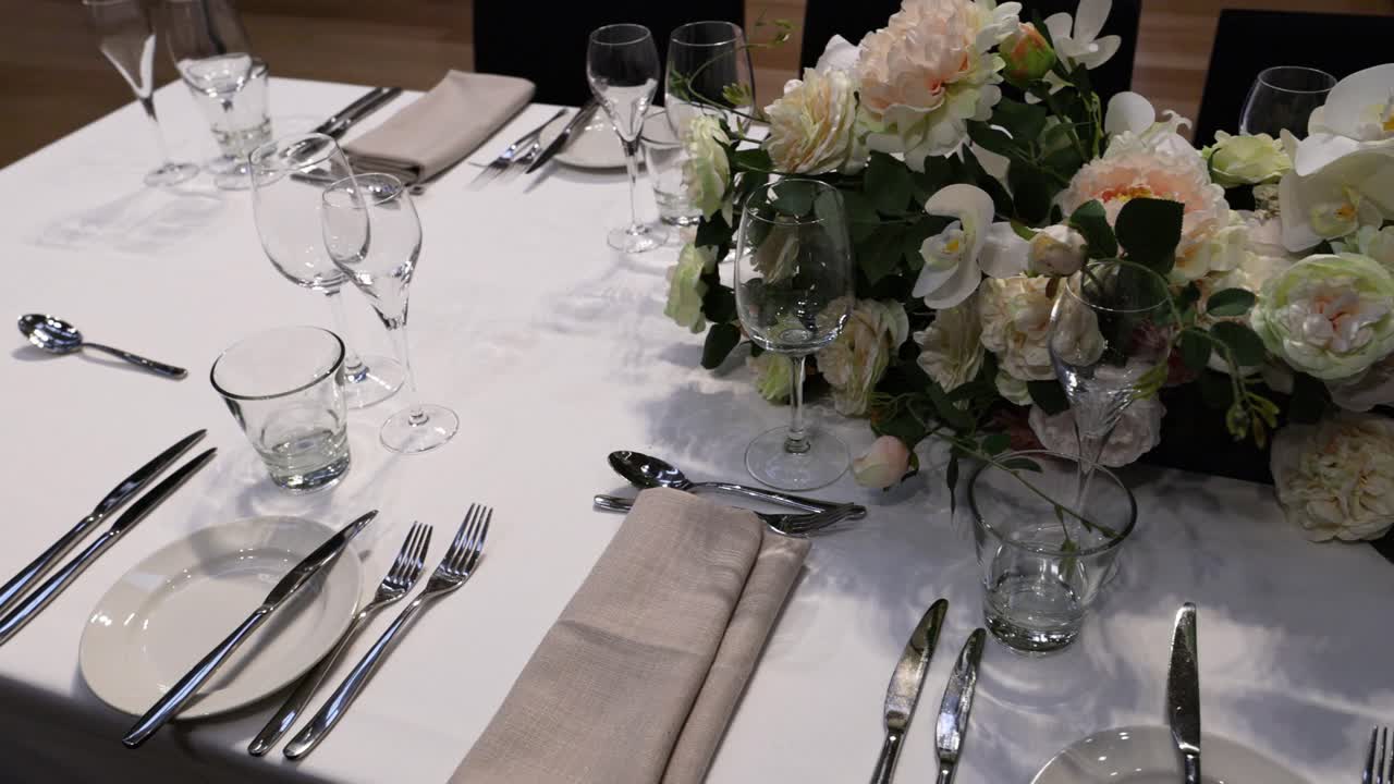 Beautifully arranged table with floral centerpiece