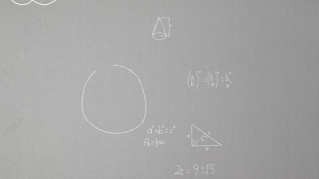 회색 배경에 수학 방정식의 애니메이션