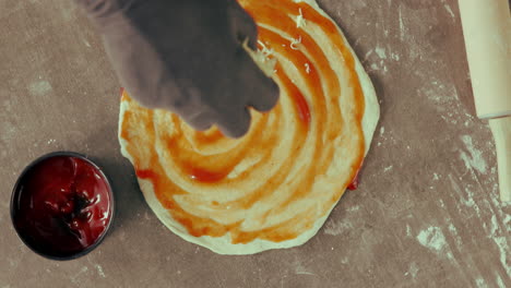 preparing pizza