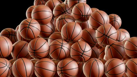 basket ball fall and accumulate until they fill the screen 3d animation