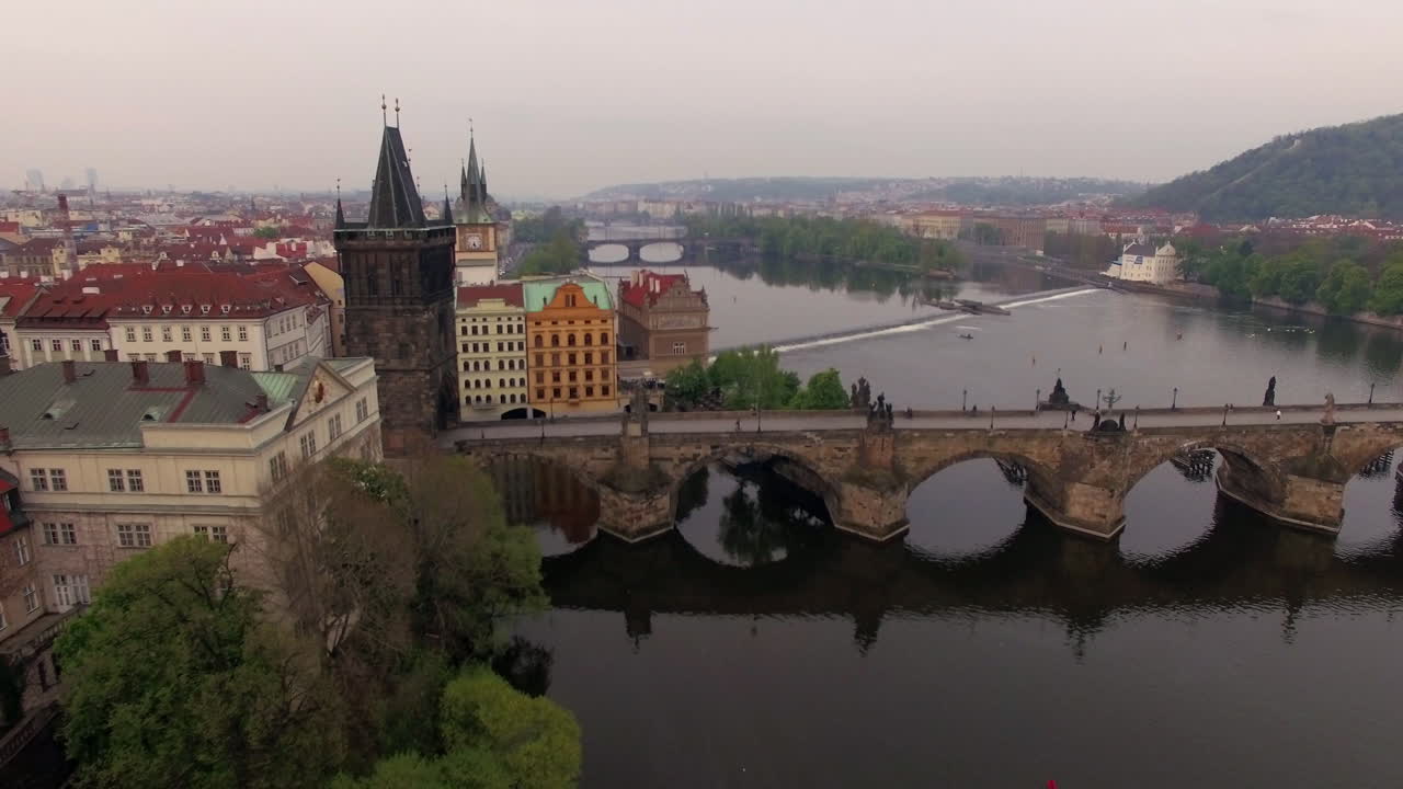 Veduta aerea del Ponte Carlo a Praga, Repubblica Ceca.