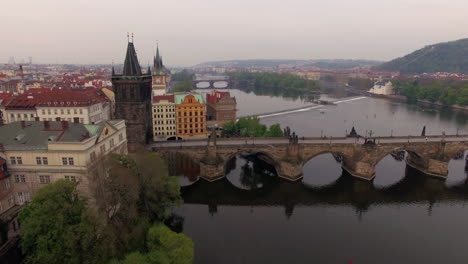 aerial view of charles bridge in prague czech republic