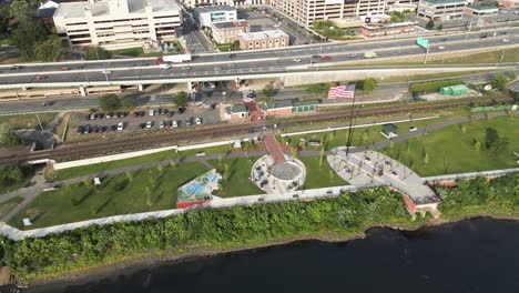 Aerial-drone-footage-of-Riverfront-park-Springfield-Massachusetts-24p