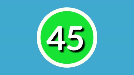 number 45 forty five sign symbol animation motion graphics on green sphere on blue background,4k cartoon video number for video elements