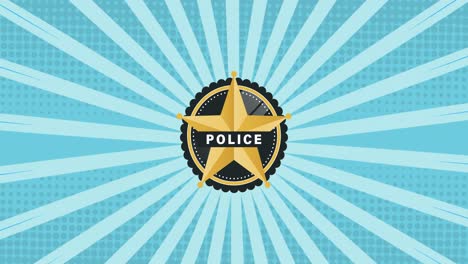 Animation-of-police-text-over-stripes-on-blue-background