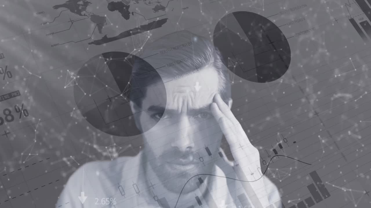 아이콘과 데이터 처리와 함께 디지털 인터페이스의 애니메이션. 글로벌 컴퓨터 네트워크 기술 co