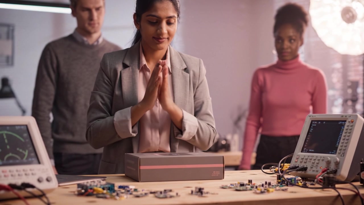 Un team di ingegneri che collabora sull'elettronica: un approccio innovativo alla progettazione di circuiti e alla prototipazione in un ambiente di lavoro moderno.